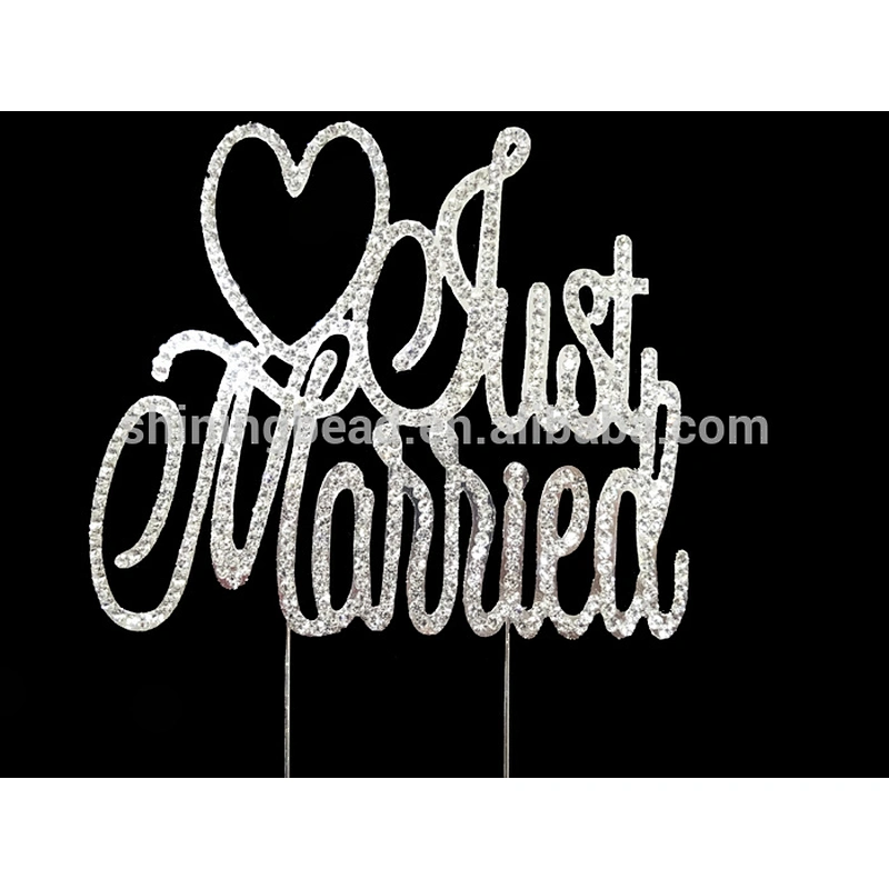 2019 chinese best selling products Clear rhinestone just married wedding cake toppers wholesale