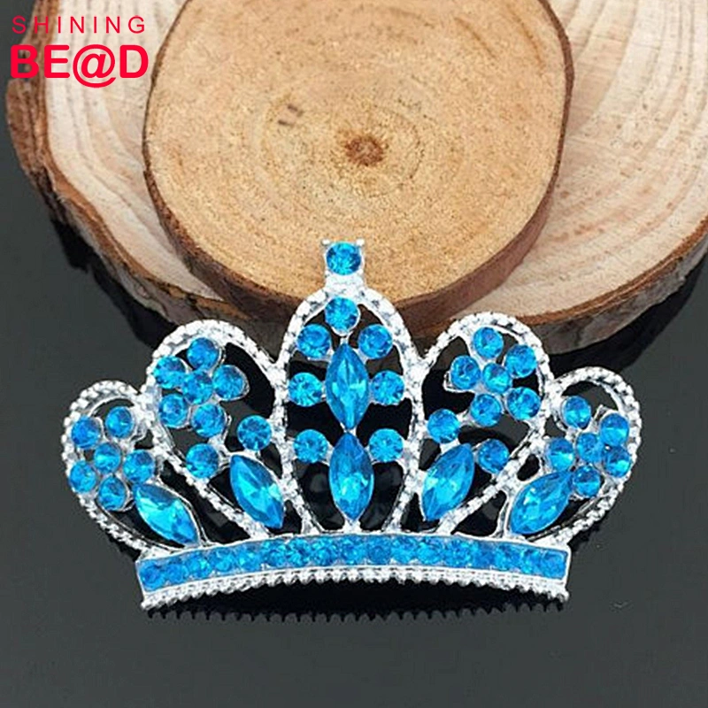 Flat Backs DIY Purple Crystal Rhinestone Tiara Princess Crowns buckle In Silver Metal for Embellishments Bridal Wedding