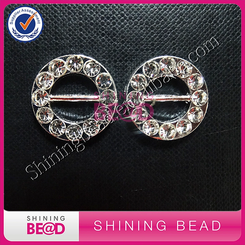 18mm Silver Round shaped Rhinestone Buckle Slider for Wedding Invitation Letter