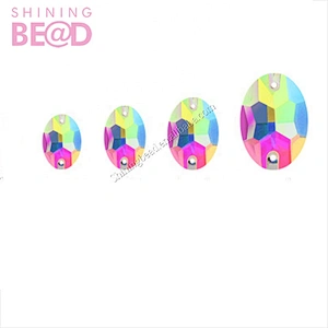 High Quality Oval Crystal AB Sew On Rhinestones teardrop Sew On Stone Droplet For Garment