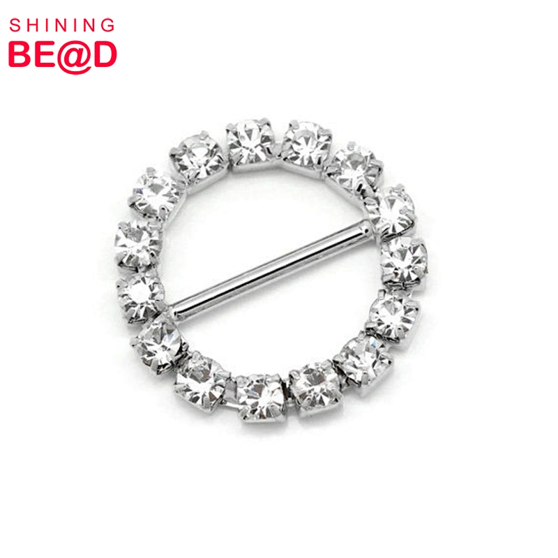 Clear rhinestones big round buckle for scrapbooking invitations decoration