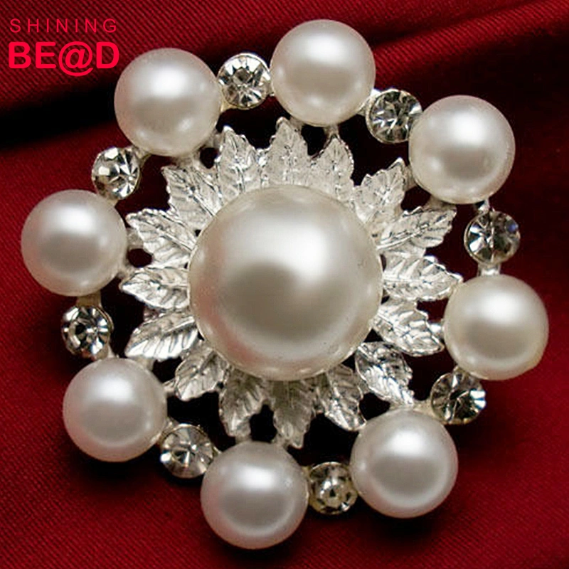 Wholesale Fashion Wedding Silver Jewelry Plated Cream Pearl pin hijab brooch from guangzhou