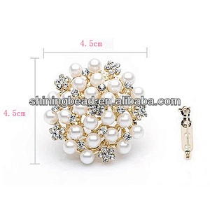 Wholesale rhinestone imitation pearl Brooch for Wedding Invitation