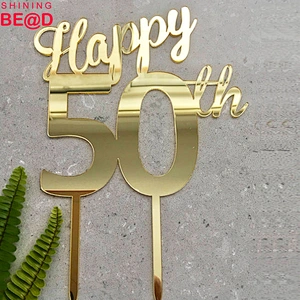 2018 Monogram Happy 30th Acrylic Gold Mirror Birthday Cake Topper