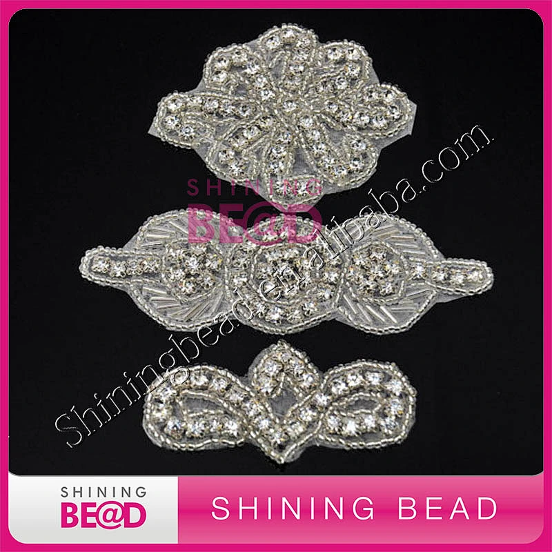 2017 Wholesale bridal crystal embellishments rhinestone appliques for wedding dresses