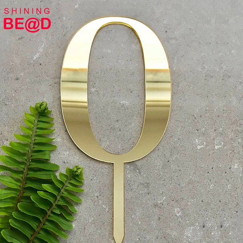Number 0 Acrylic Gold Mirror Birthday Cake Topper For Birthday And Anniversary Cake Decoration