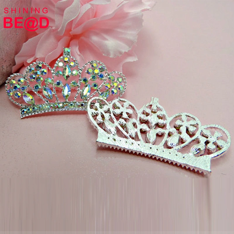 Flat Backs DIY Purple Crystal Rhinestone Tiara Princess Crowns buckle In Silver Metal for Embellishments Bridal Wedding