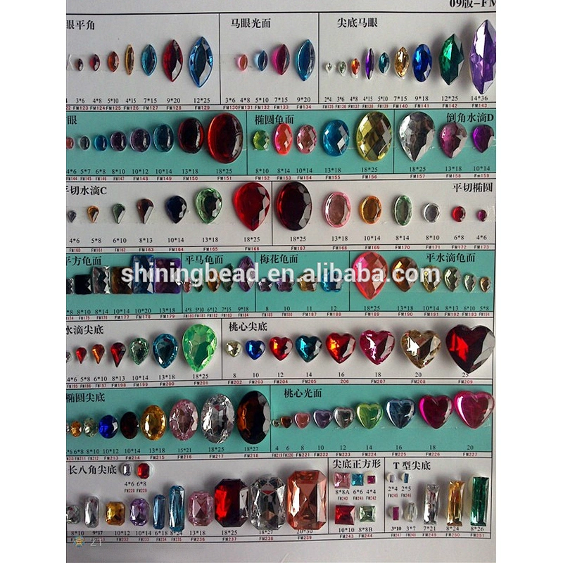 Sew on rhinestones colorful flatback acrylic stone jewelry