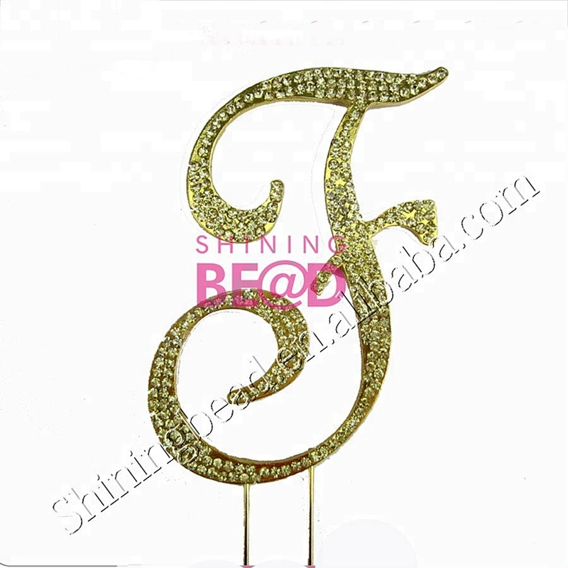 Gold Wedding Cake Monogram Standing Metal Letters with Rhinestones