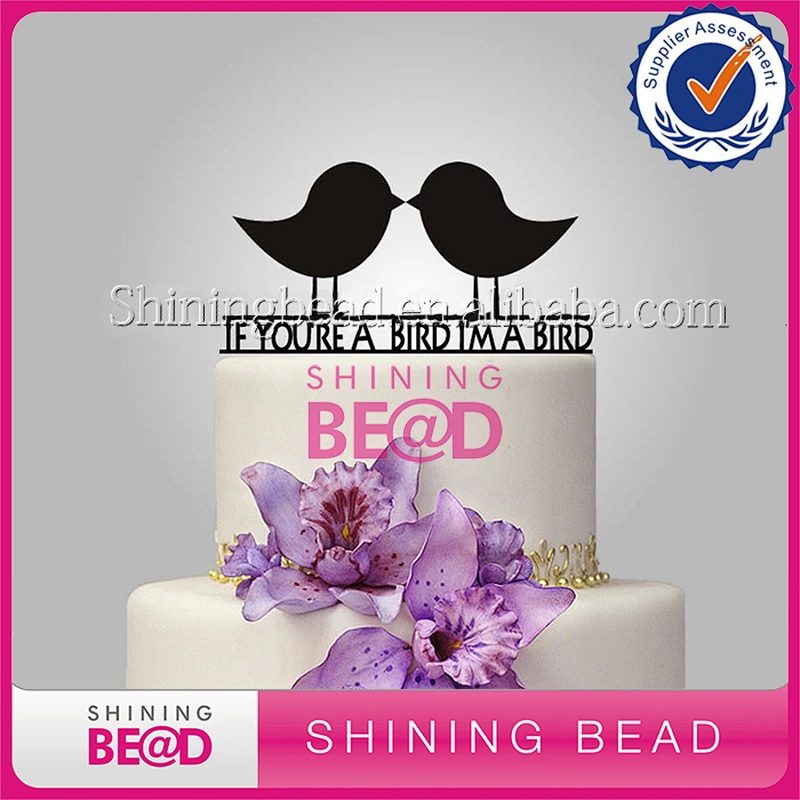 Wedding acrylic cake topper with two birds and MR&MRS letter deco
