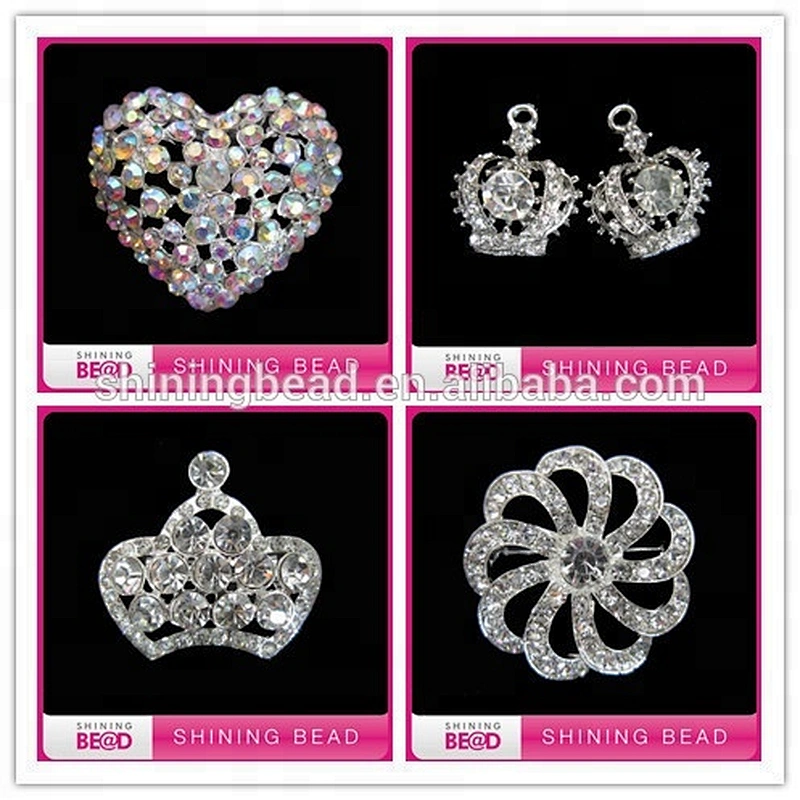 Rose flower Bouquet wedding accessories Clear Rhinestone Brooch