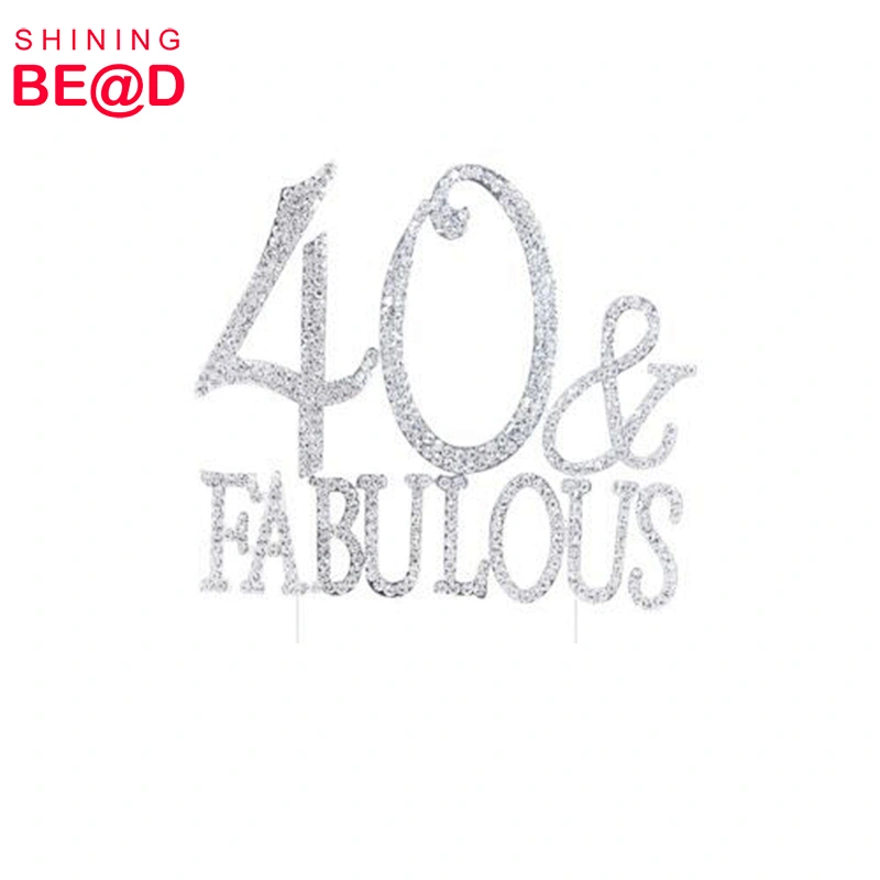 Factory Cheap Rose Gold 40 and Fabulous Rhinestone Cake Topper for 40th Birthday Anniversary Engagement Party Decoration