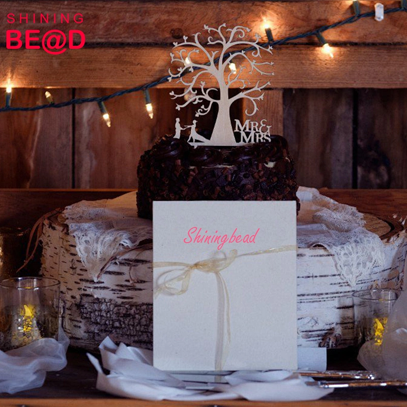 2018 DIY Mr and Mrs Dancing Bride and Groom Tree Silhouette Rustic Wedding Cake Toppers Wood