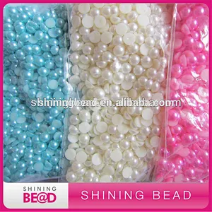 Colorful plastic half pearl for garment,loose round shape half pearl