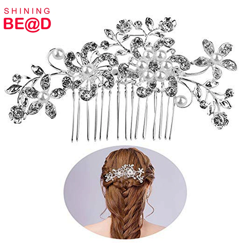 Bulk Flower Style Hair Comb Clip Bridal Hair Pieces Tiara Crystal Rhinestones Hair Pins for sale