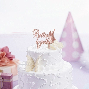 2019 Factory direct selling monogram  Happy Wedding acrylic glitter cake toper for wedding decoration