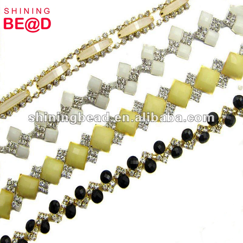 Colorful rhinestone cup chain for garment