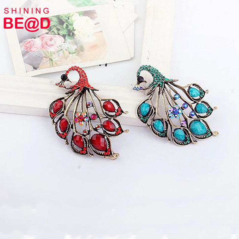2019 Wholesale fashion new desgin alloy vintage style peacock  brooch pins for wedding/party gift
