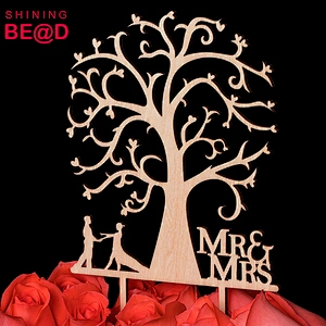 2018 DIY Mr and Mrs Dancing Bride and Groom Tree Silhouette Rustic Wedding Cake Toppers Wood