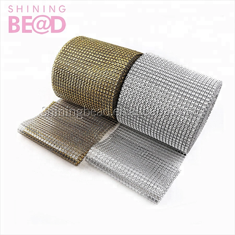 Plastic Mesh With Rhinestone 24 Rows Plastic Trimming Wrap
