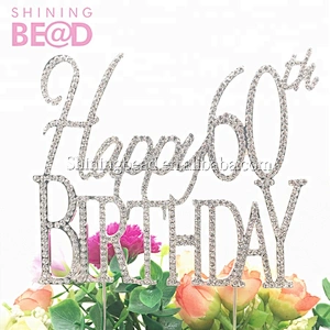 Diamond crystal happy birthday 60th Collections Cake Topper for Party Decoration Dessert lovely Gifts
