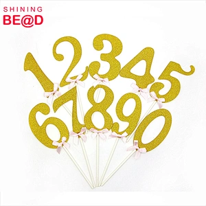 Big Gold Glitter Numbers 0-9 Acrylic Cake Toppers For Anniversary Birthday Party Decorations