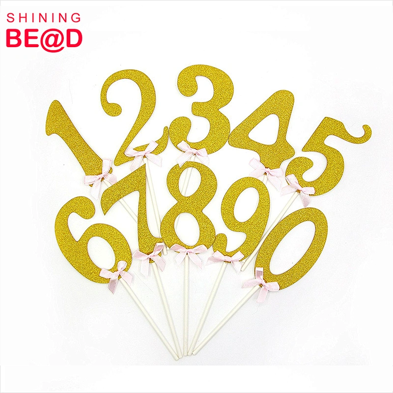 Big Gold Glitter Numbers 0-9 Acrylic Cake Toppers For Anniversary Birthday Party Decorations