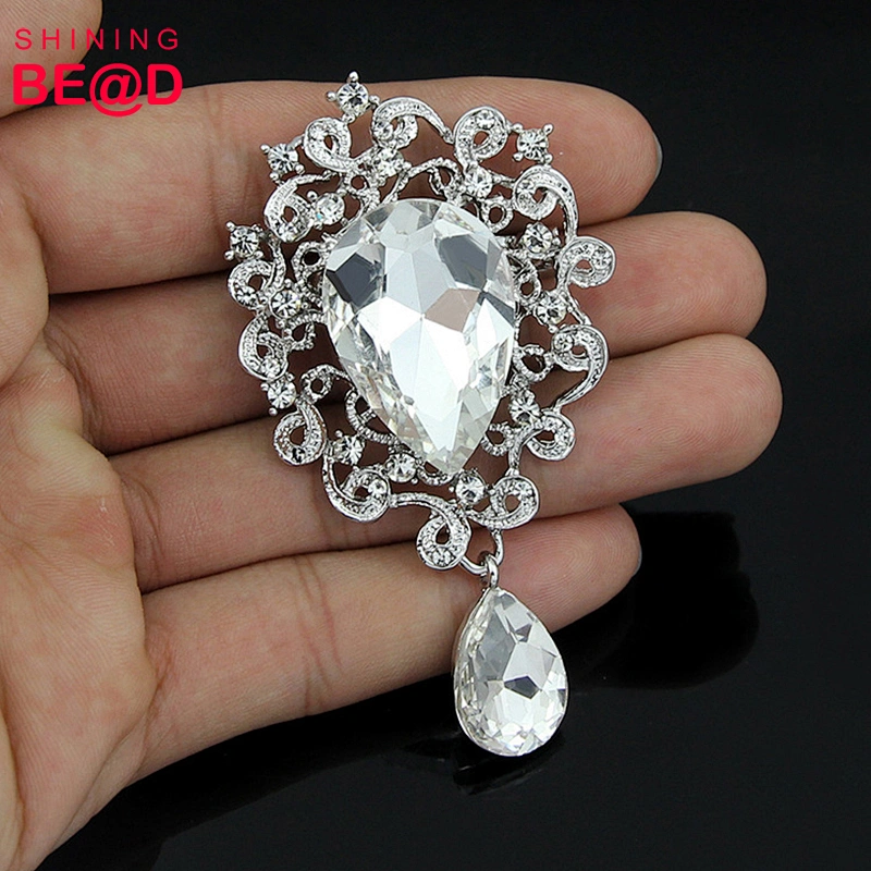 wholesale flower crystal rhinestone brooch pin wedding jewellery for bridal
