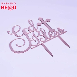 2019 Hot sale monogram God Bless cake topper, gold glitter acrylic cake topper for party decoration