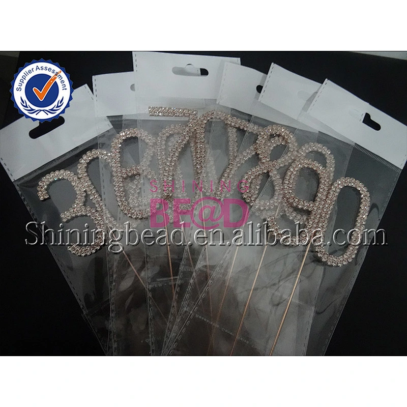 Alibaba new rose gold plated rhinestone number birthday anniversary cake topper