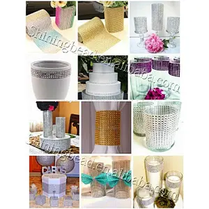 Alibaba china cheap 24 lines cream white plastic pearl mesh for craft and fabric decoration