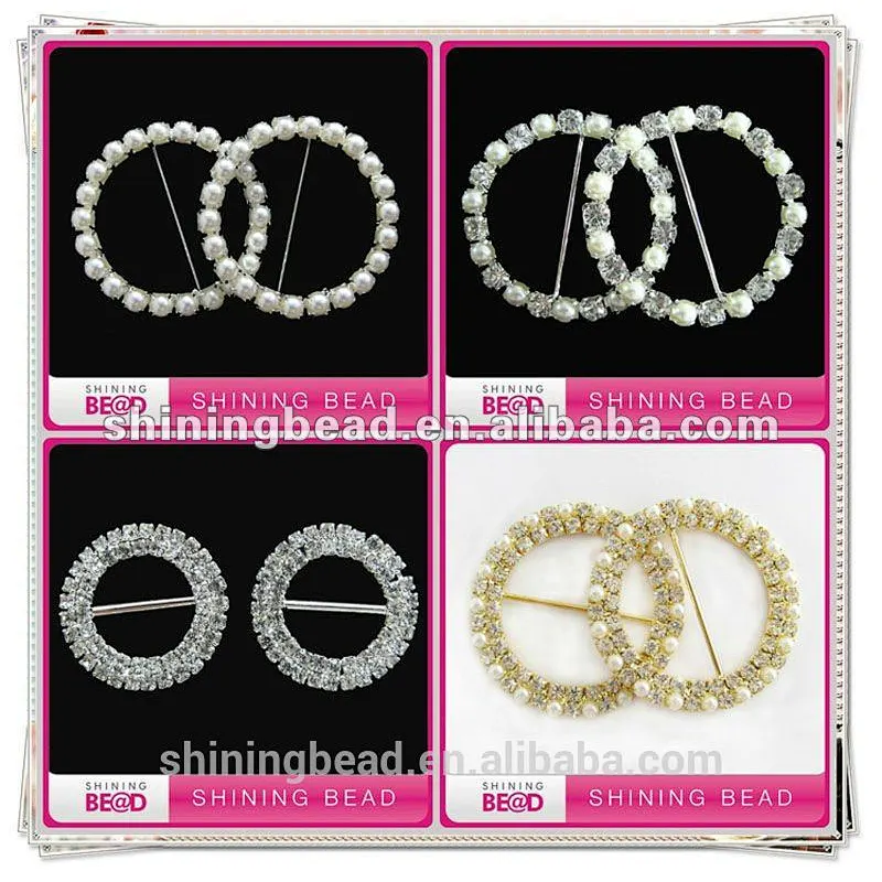 2016 Most Popular Round Wedding Rhinestone Ribbon Invitation Buckle