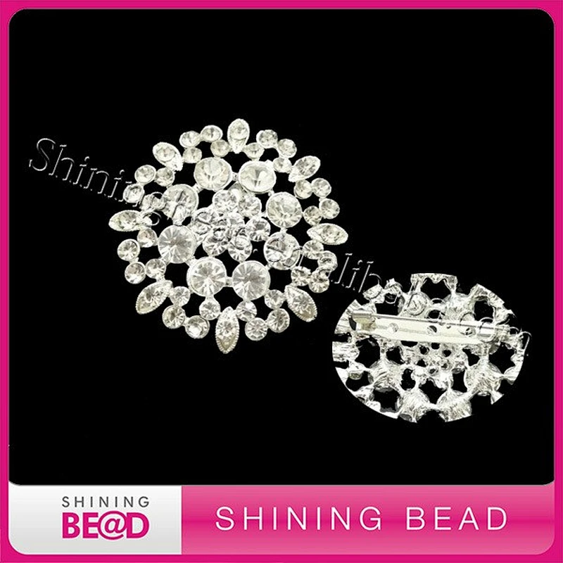 China Wholesale AB Color Flower Shape Brooch For Wedding Invitations