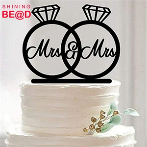 2018 Top selling Mrs&Mrs Diamond Design Acrylic Cake Topper Lesbian Wedding Cake Topper