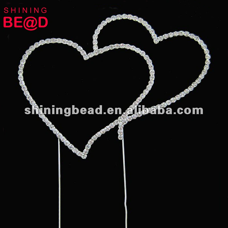 Heart Shape Rhinestone Cake Topper For Decoration