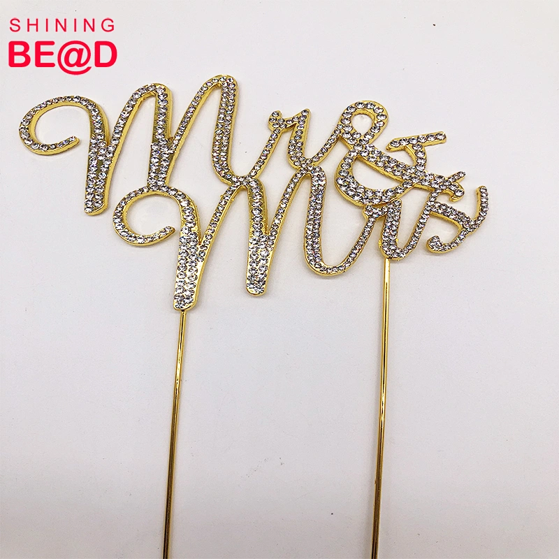 2018 Custom Mr and Mrs Rings rhinestone cake topper for Wedding Anniversary Decorations