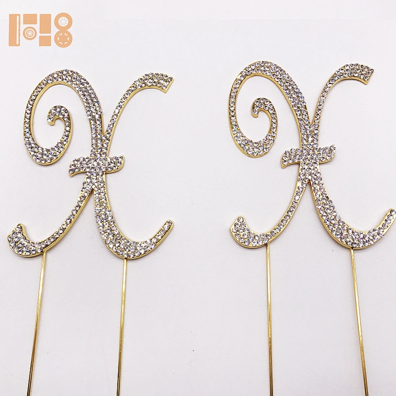 gold rhinestone wedding cake topper letter  for wedding favors