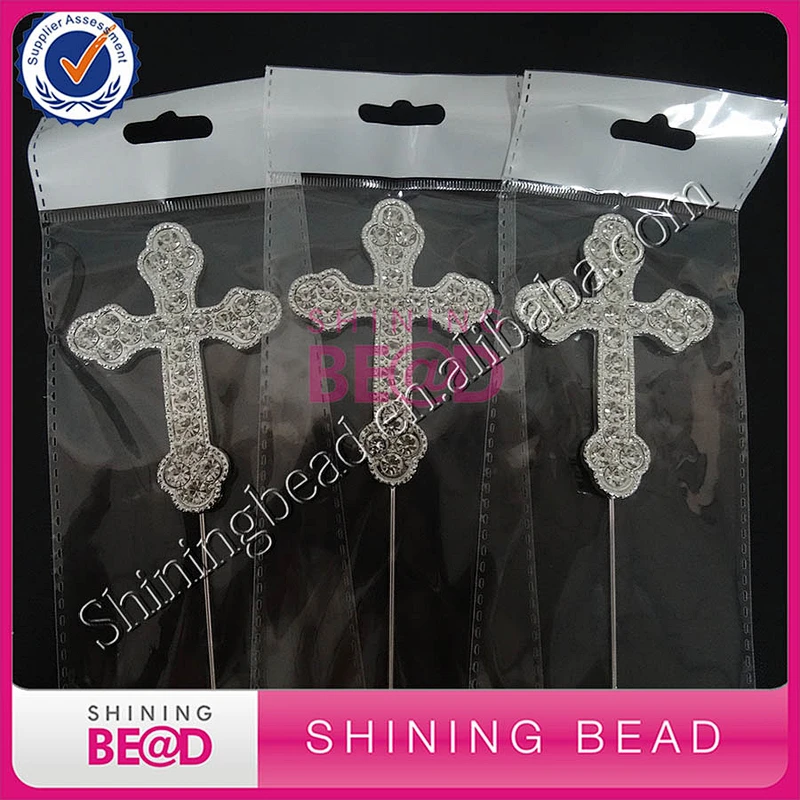 Party Decoration Birthday Gifts Rhinestone Cross Cake Topper For Religious Baptism