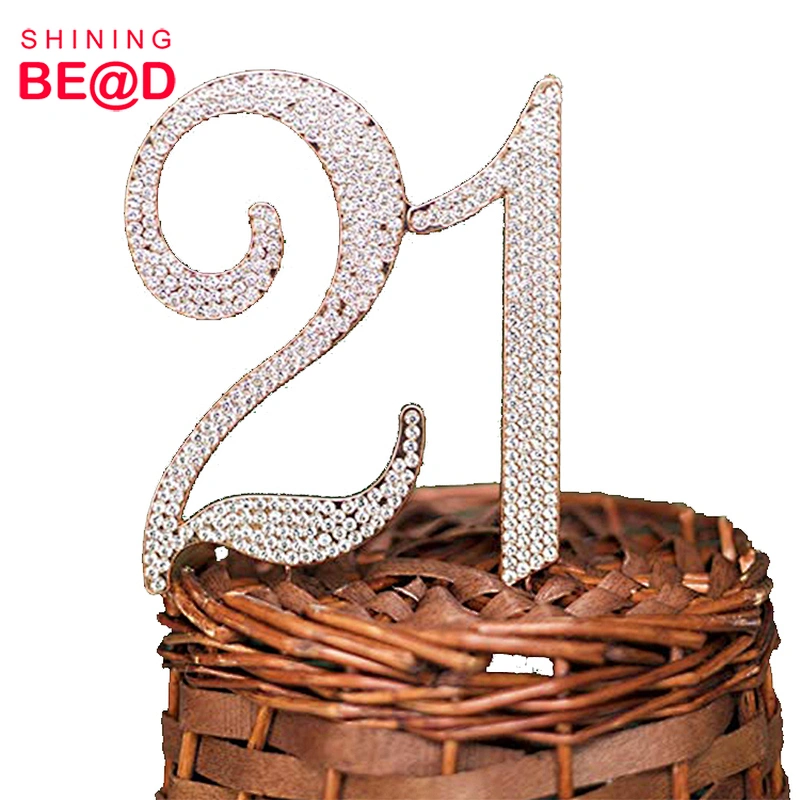 Birthday/Anniversary Party Decoration Rhinestone Number 21 Cake Topper,Rhinestone Number Cake Topper,Happy Birthday Cake Topper