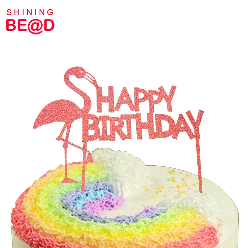 Wholesale Red Glitter Flamingo Happy Birthday Acrylic Cake Topper,Happy Birthday Cake Topper,Happy Birthday Acrylic Cake Topper