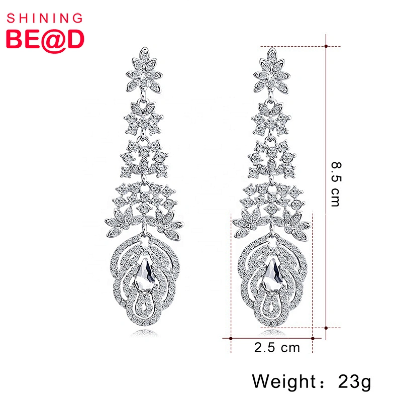 Latest Fashion Noble Elegant Bridal Wedding Gold Rhinestone Earrings