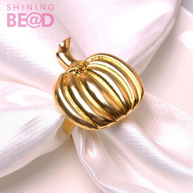 Popular Halloween napkin ring gold pumpkin table decoration metal napkin ring for party