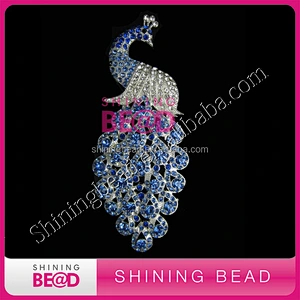 New Product Peacock bridal crystal rhinestone brooch for wedding invitation
