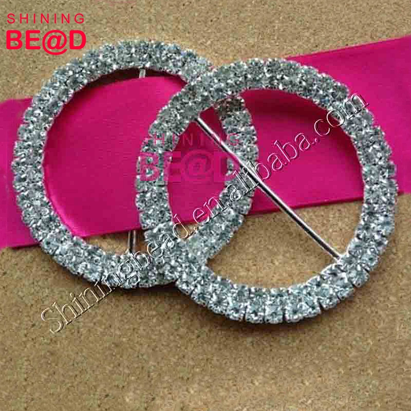 High quality glitter round rhinestone buckles for wedding