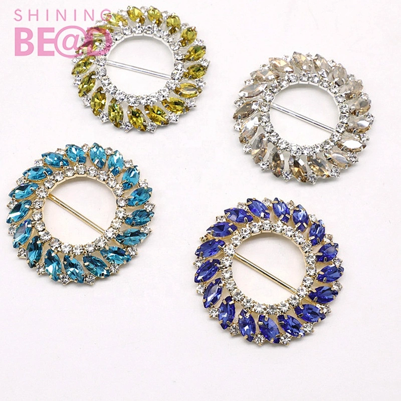 Glass Large Round Silver Rhinestones Buckles Slider Metal Strass Diamond for Wedding Ribbon DIY Hair Crafts