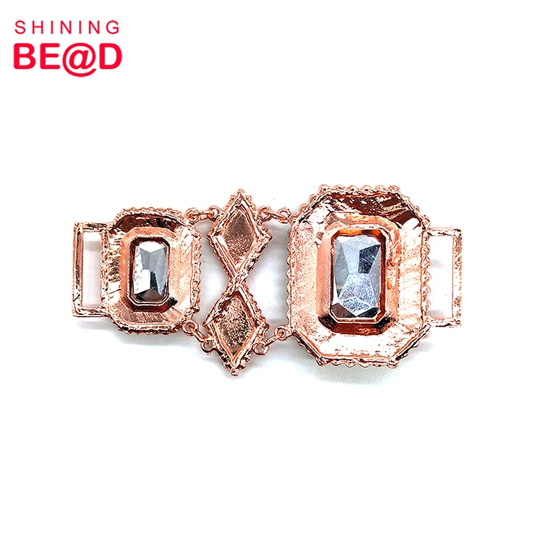 Sell Rose Gold Plated Glass Rhinestone Bikini Connector,Rhinestone Buckles For Dresses,Rhinestone Connector For Bikini