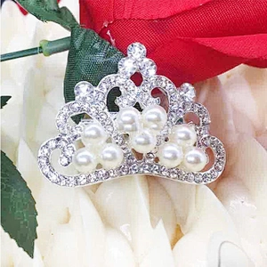 2016 New Fashion Crown Pearl Rhinestone Brooch With Slider