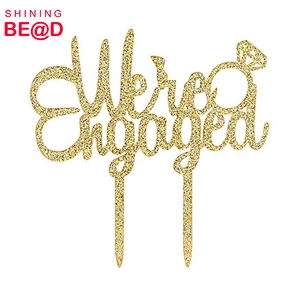 Best Selling Products We're Engaged Cake Topper Gold Glitter for Engagement,Bridal Shower Wedding Party Decoration