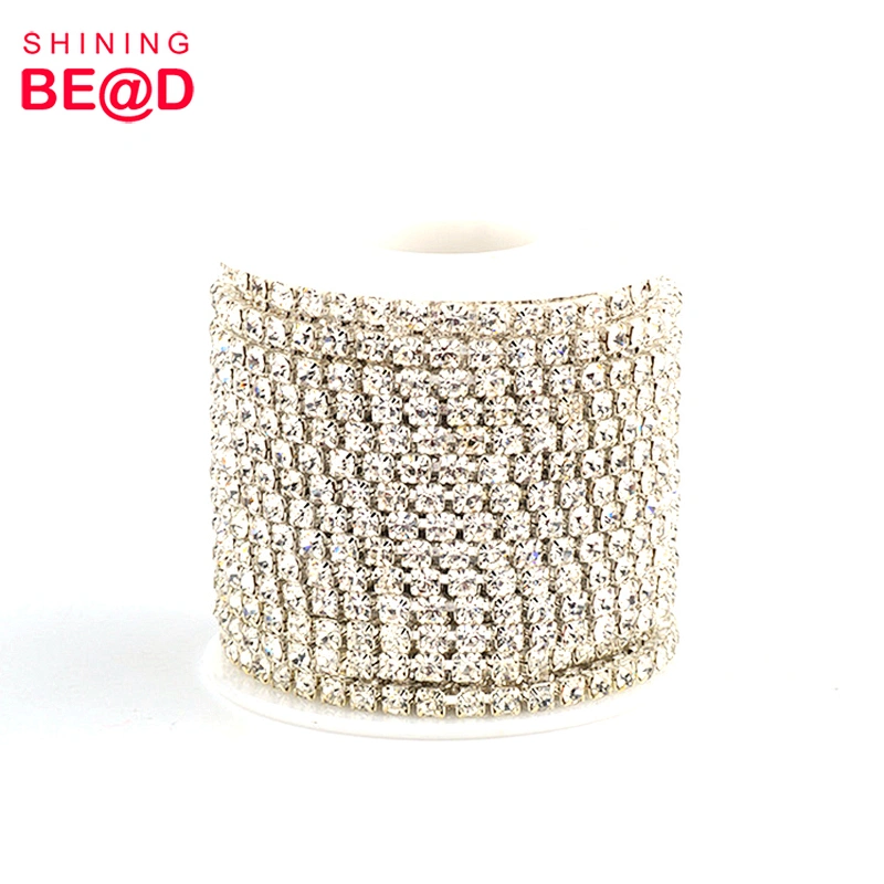 2021 Fashion 6mm Flat Back Rhinestone Trim Chain For Clothes Accessories,Cup Chain Rhinestone Chains Trim