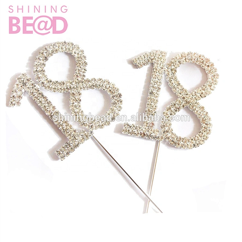Glitter Monogram Number Rhinestone Birthday Cake Topper for Wedding / Birthday Party Decorations